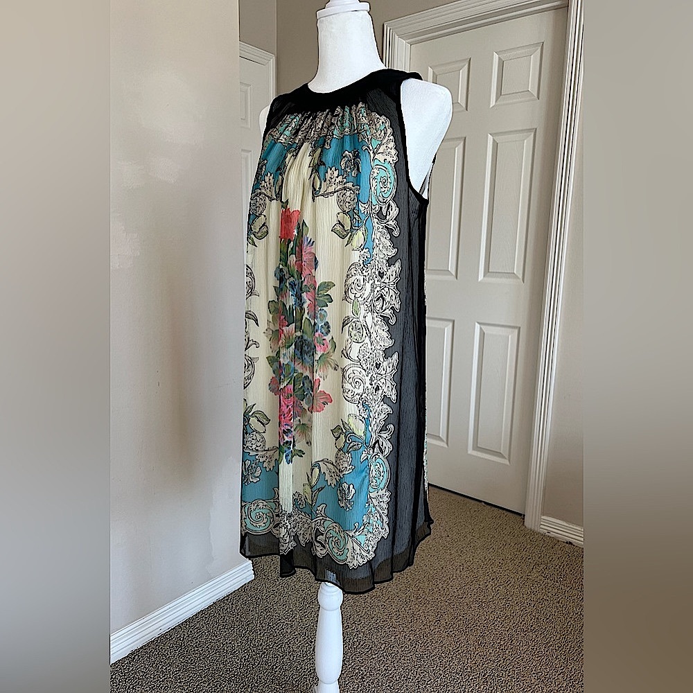 Anthropologie Floral Vignette Silk Dress, Size 0